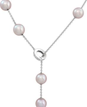 Mikimoto 18K white gold pearl and diamond lariat necklace