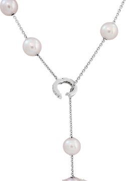 Mikimoto 18K white gold pearl and diamond lariat necklace