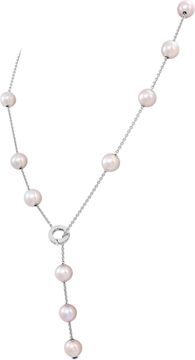 Mikimoto 18K white gold pearl and diamond lariat necklace