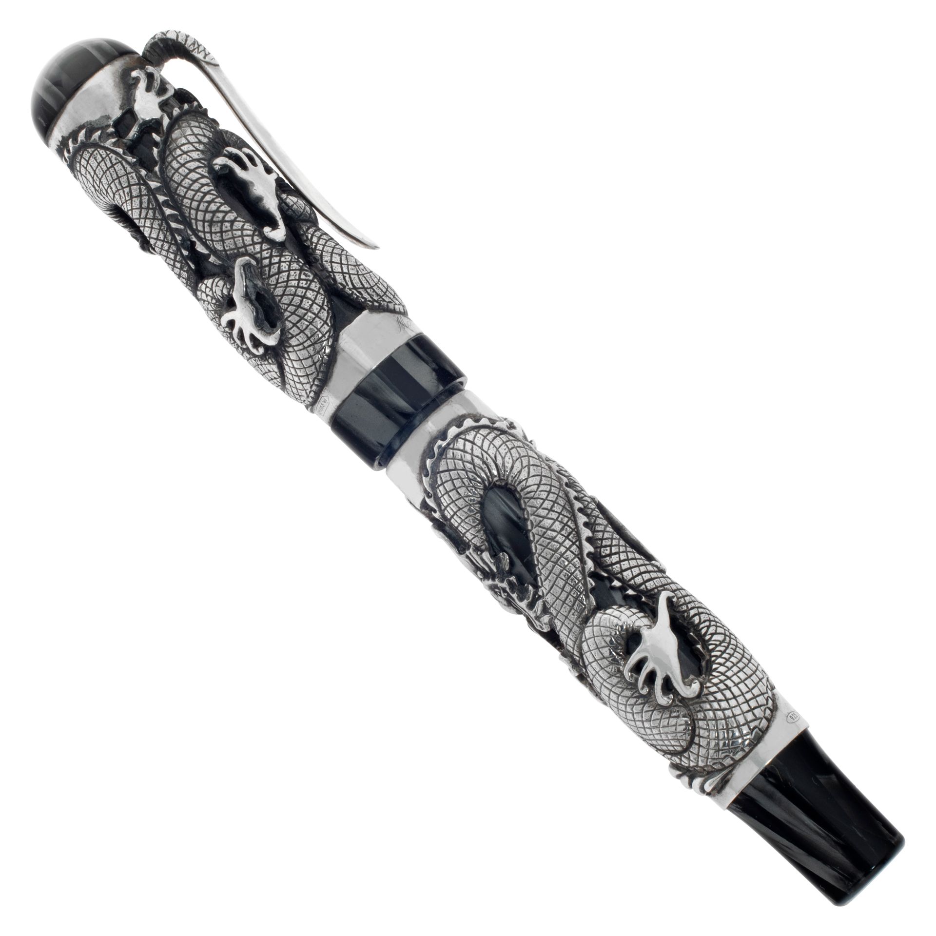 Montegrappa Dragon Fountain Pen with black celluloid body an