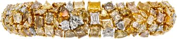 Mosaic yellow diamonds 18k yellow gold bracelet with 30.52 carats