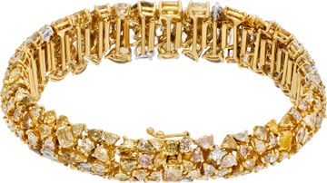 Mosaic yellow diamonds 18k yellow gold bracelet with 30.52 carats