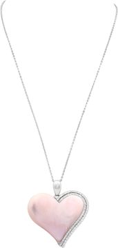 Mother of Pearl and diamonds heart on cable chain in 14k white gold