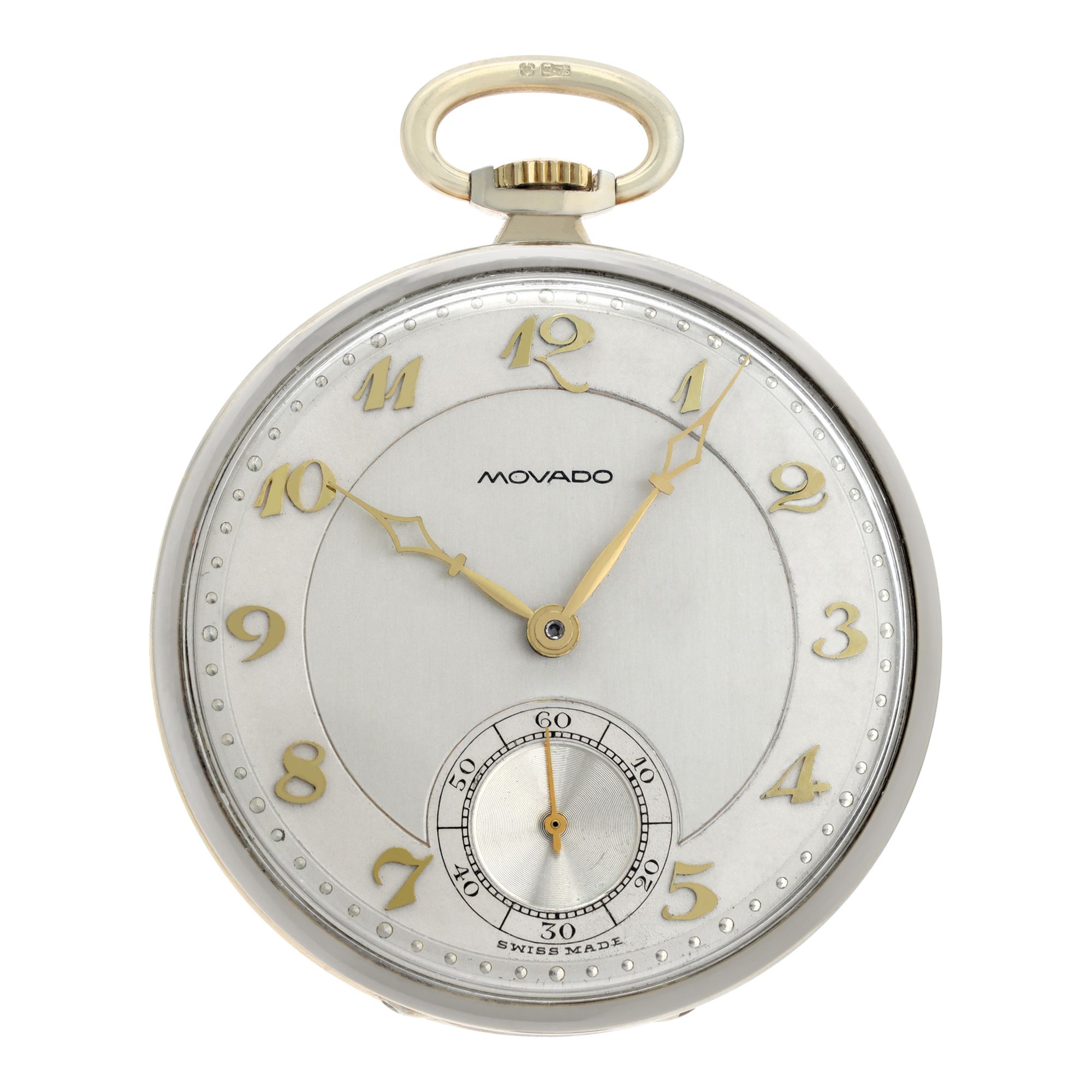 Preowned Movado pocket watch 7163 18k 42mm Manual watch | Gray & Sons