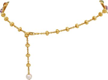 Multi-Color Gemstones, Diamond and Pearl Chocker Necklace in 18k yellow gold
