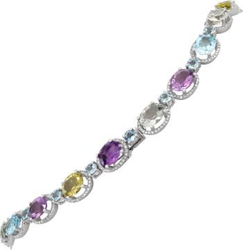 Multi-Gemstone Necklace set in 14k white gold with diamonds