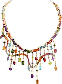Multicolored Gemstone Bellarri necklace in 18k