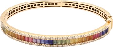Multicolored sapphire and diamond bangle  bracelet 18k yellow gold with 33 baguette-cut multicolored sapphires Bracelet Collection