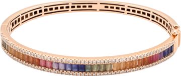 Multicolored Sapphire And Diamond Bangle in 18k Rose Gold Bracelet Collection