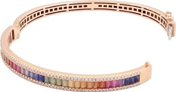 Multicolored Sapphire And Diamond Bangle in 18k Rose Gold