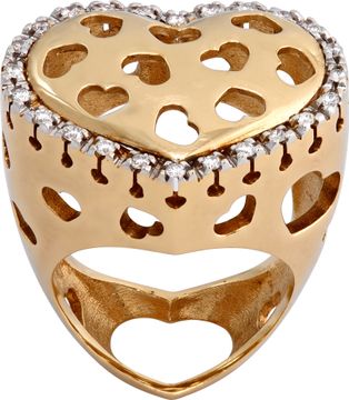 Nanis 18k yellow gold heart motif diamond cocktail ring Ring Collection