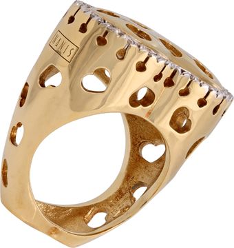 Nanis 18k yellow gold heart motif diamond cocktail ring
