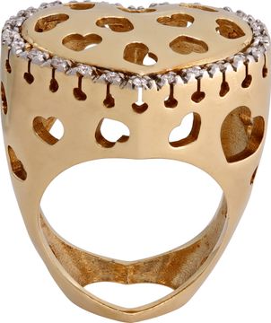 Nanis 18k yellow gold heart motif diamond cocktail ring