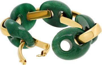 Nautical Jade and 18k yellow gold alternating chunky link bracelet