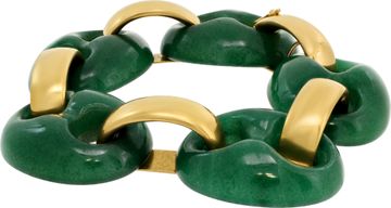 Nautical Jade and 18k yellow gold alternating chunky link bracelet