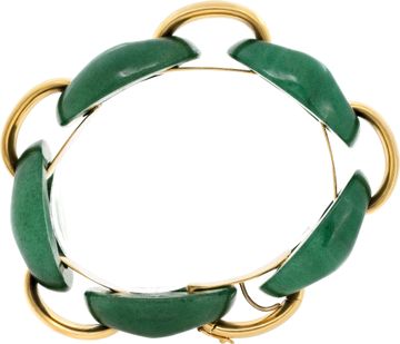 Nautical Jade and 18k yellow gold alternating chunky link bracelet