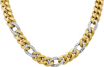 Necklace 18k yellow gold  with 5 diamond station links. Also have matching bracelet for sale