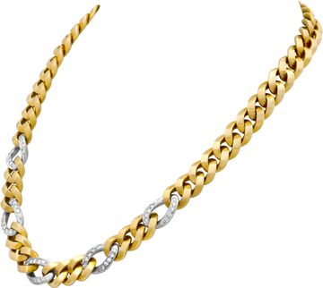 Necklace 18k yellow gold  with 5 diamond station links. Also have matching bracelet for sale