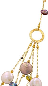 Necklace, Earrings, and Bracelet in 18k with multicolor pearls