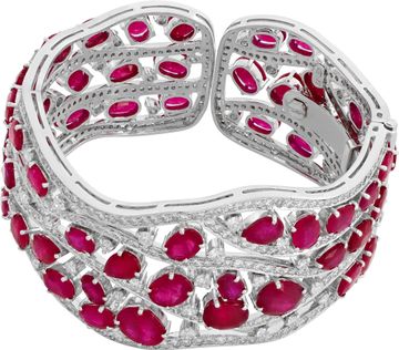 Diamond and Burma Heated Ruby Cuff in 18k white gold