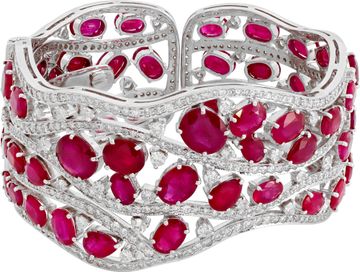 Diamond and Burma Heated Ruby Cuff in 18k white gold