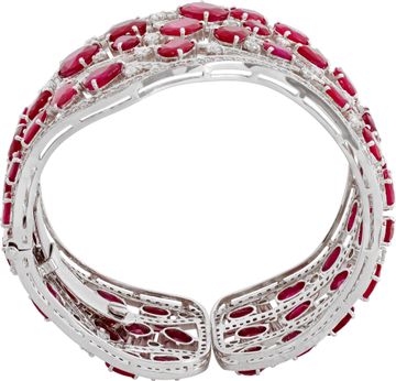 Diamond and Burma Heated Ruby Cuff in 18k white gold
