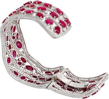 Diamond and Burma Heated Ruby Cuff in 18k white gold