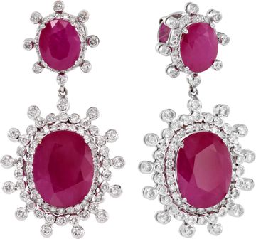 Diamond and Ruby Earrings in 18k white gold
