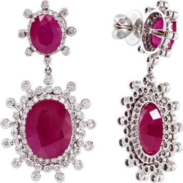 Diamond and Ruby Earrings in 18k white gold