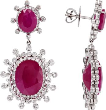 Diamond and Ruby Earrings in 18k white gold
