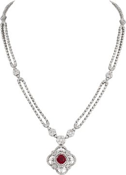 Diamond and Ruby Necklace in 18k white gold