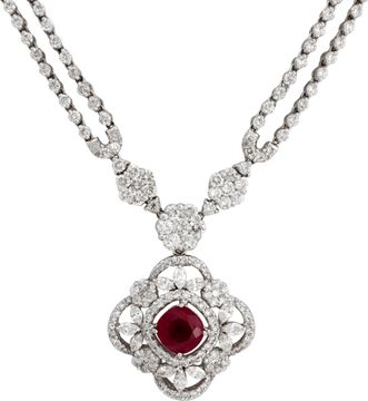 Diamond and Ruby Necklace in 18k white gold
