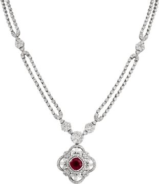 Diamond and Ruby Necklace in 18k white gold