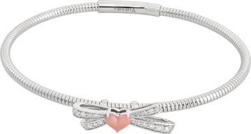 NEW Diamond Bangle in 14k white gold with bow design and pink enamel heart NEW Diamond Bangle in 14k white gold with bow design and pink enamel heart Bracelet Collection