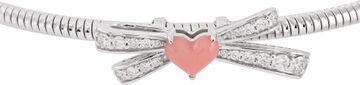NEW Diamond Bangle in 14k white gold with bow design and pink enamel heart