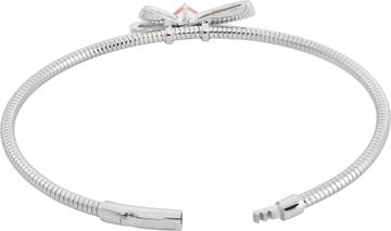 NEW Diamond Bangle in 14k white gold with bow design and pink enamel heart