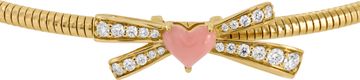 NEW Diamond Bangle in 14k yellow gold with bow design and pink enamel heart