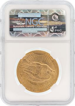 NGC graded and authenticated MS63 1908 $20 U.S. Saint-Gaudens Double Eagle gold coin