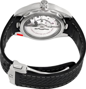 Omega Aqua Terra in stainless steel on a black rubber strap