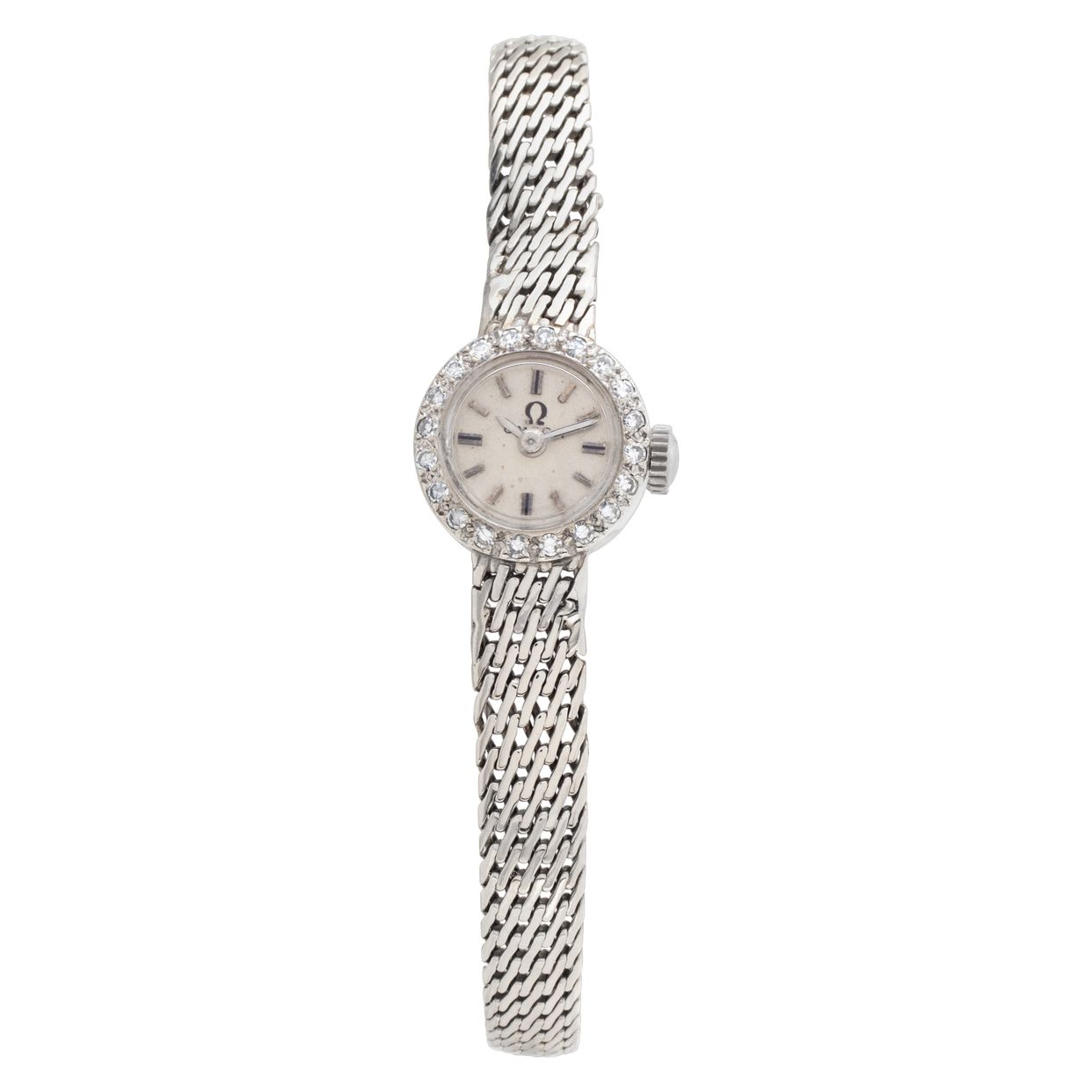 Vintage Omega 14k Solid White Gold ‘58 Cocktail Watch With 26 Flawless Diamonds Omega Vintage Ladies Cocktail Watch 14K White Gold/Diamonds  main image 2