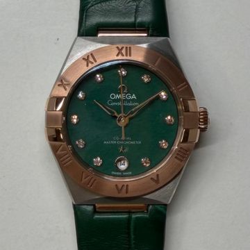 Omega Constellation 131.23.29.20.99.001 Steel & Rose Gold Green dial 29mm Auto