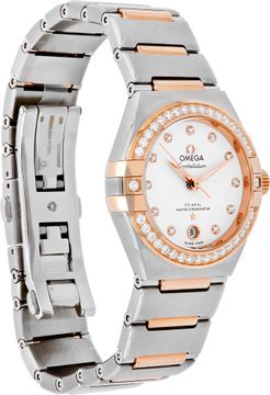 Omega Constellation in stainless steel & 18k rose gold diamond bezel