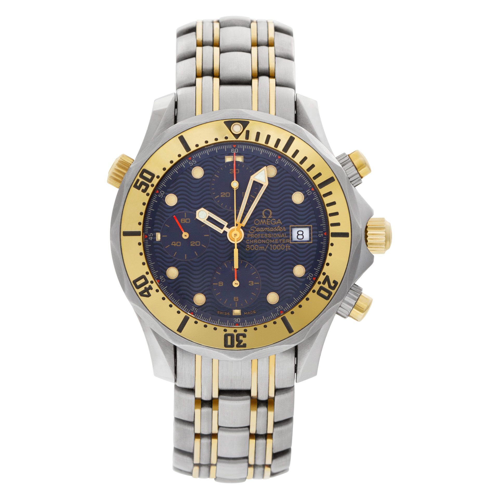 Pre-owned Omega Seamaster 2398.80.00 18k and steel Navy di