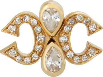 ONLY ONE! Cartier pave diamond double 'C' earring 18k YG with pear shaped diamonds Earring Collection