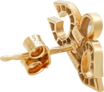 ONLY ONE! Cartier pave diamond double 'C' earring 18k YG with pear shaped diamonds