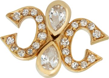 ONLY ONE! Cartier pave diamond double 'C' earring 18k YG with pear shaped diamonds