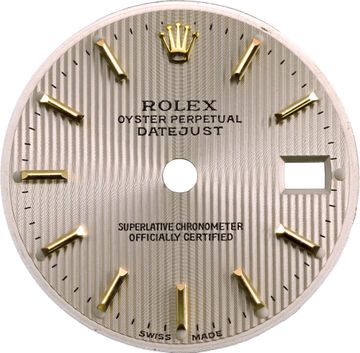 Original Rolex Datejust Tapestry Silver Dial with Gold Stick Markers for 26mm mo Original Rolex Datejust Tapestry Silver Dial with Gold Stick Markers for 26mm models Dial Collection