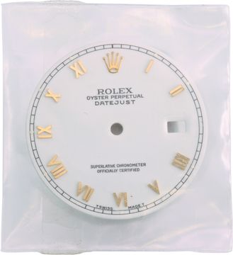 Original Rolex Datejust White Dial with Gold Roman Numeral Markers for 36mm mode Original Rolex Datejust White Dial with Gold Roman Numeral Markers for 36mm models Dial Collection