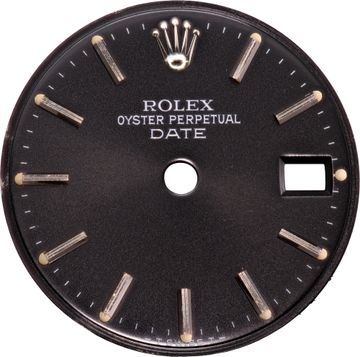 Original Rolex Date Black Dial with Stainless Steel Stick Markers for 26mm model Original Rolex Ladies Date Black Dial with Stainless Steel Stick Markers for 26mm models Dial Collection