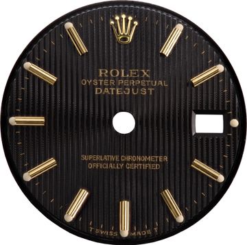 Original Rolex Ladies Datejust Black Tapestry Dial with Gold Stick Markers Original Rolex Ladies Datejust Black Tapestry Dial with Gold Stick Markers for 26mm Dial Collection